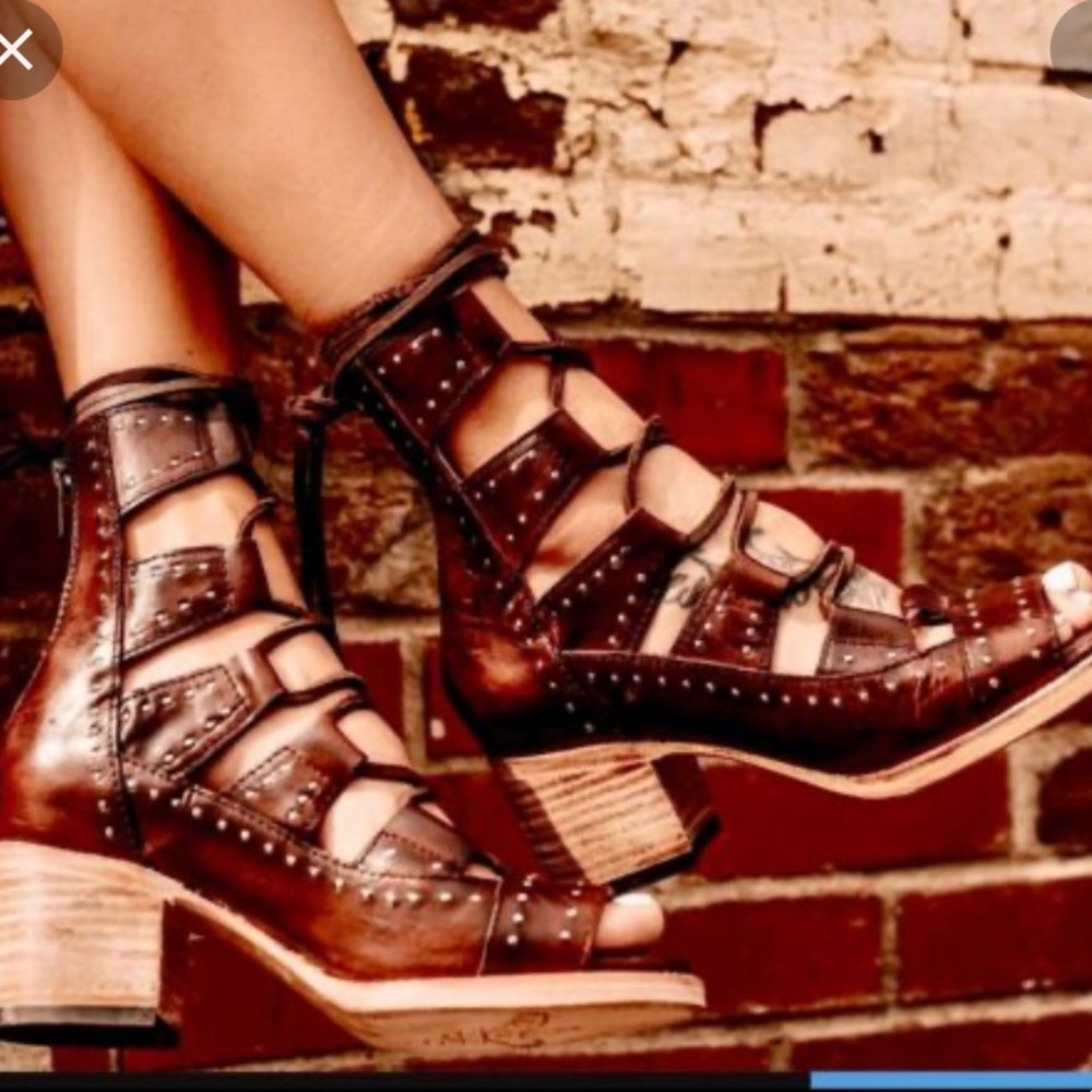 Freebird by Steven Hazel Lace Up Open Toe Booties